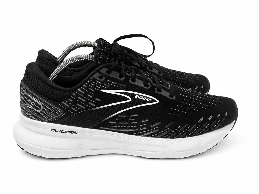 Brooks Glycerin 20 Running Shoes, Black/White/Alloy Mens size 10